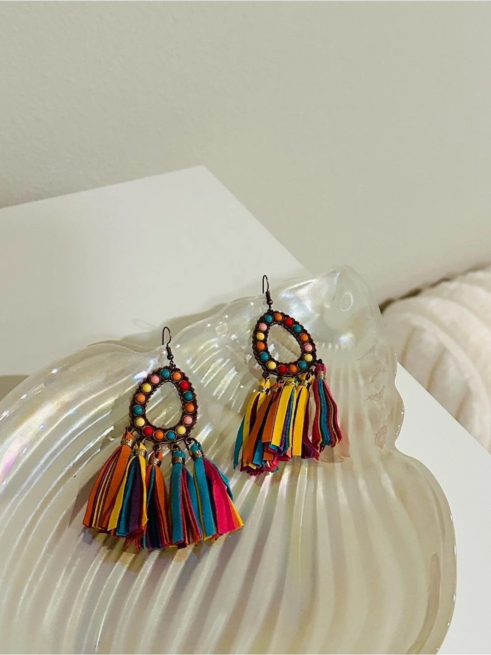 Boho Multicolor Tassel Drop Earrings